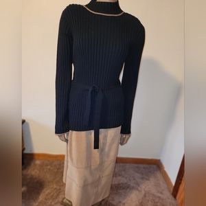 Lennie for Nina Leonard 2 Pc Belted Turtleneck Sweater and Skirt Set